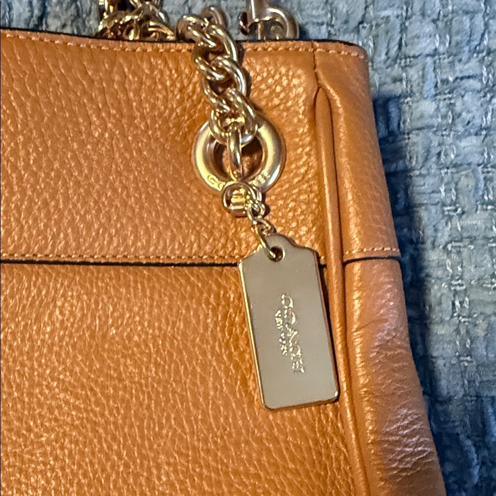 Coach Pebbled Leather Shoulder Bag in Tan - Picture 4 of 11